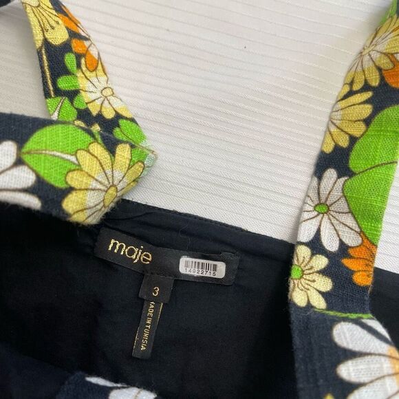 MAJE Liseven Floral Crop Top Woven Cotton Multicolor Button Front Size 3 - Picture 4 of 7